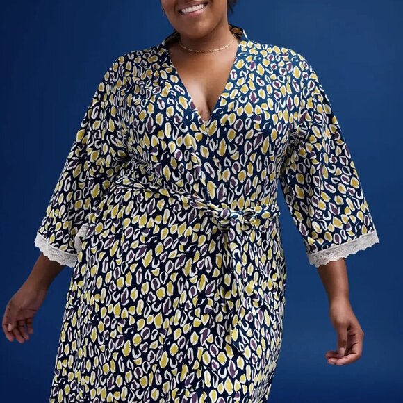 ThirdLove Plus Size WonderKnit Cotton Blend Mid Length Robe Sz 1X - Picture 1 of 10